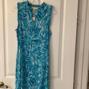 Brand new Michael Kors turquoise tropical print Sleeveless Dress